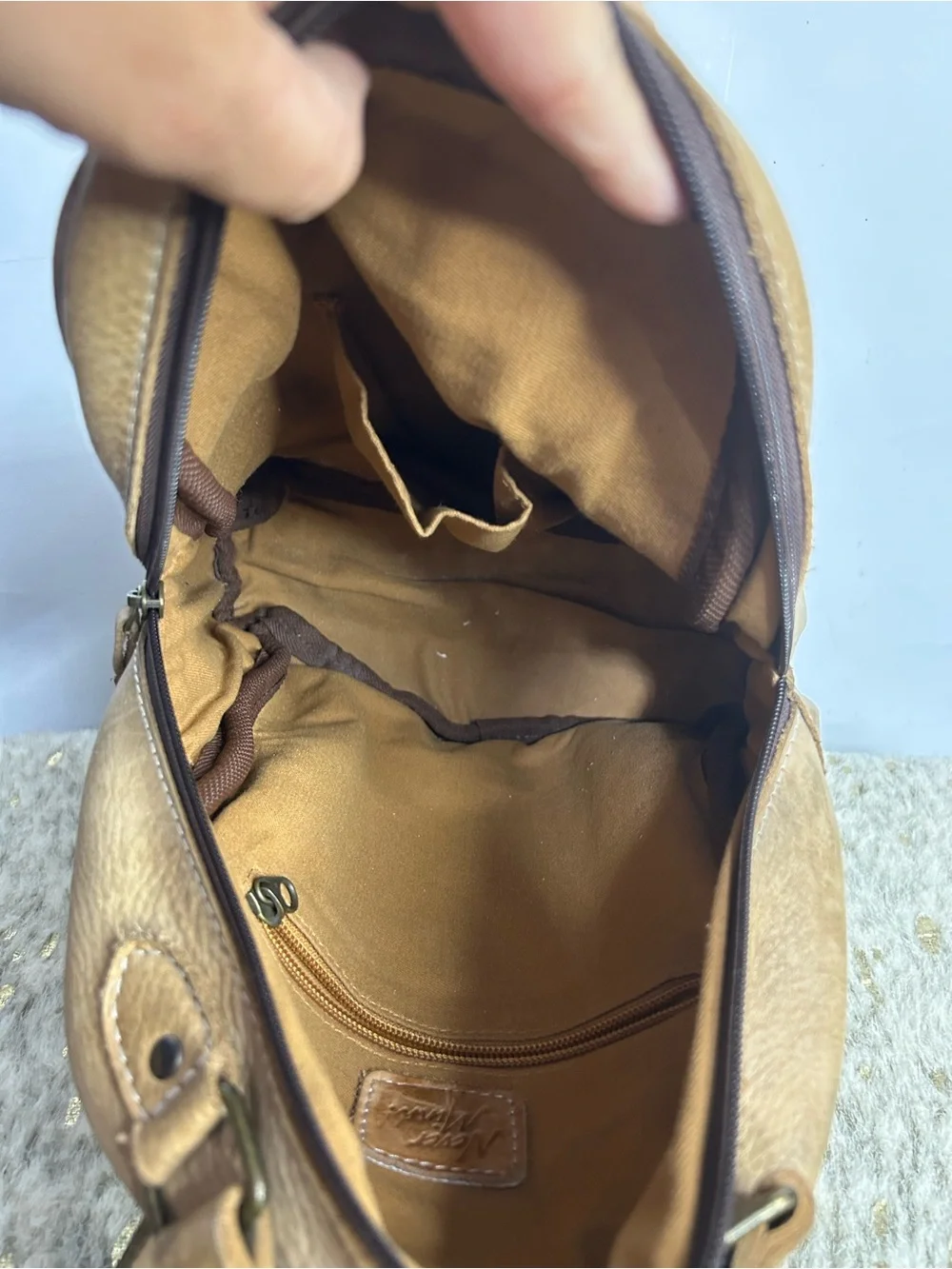 Nevermind! Tan Leather Backpack Purse‎
